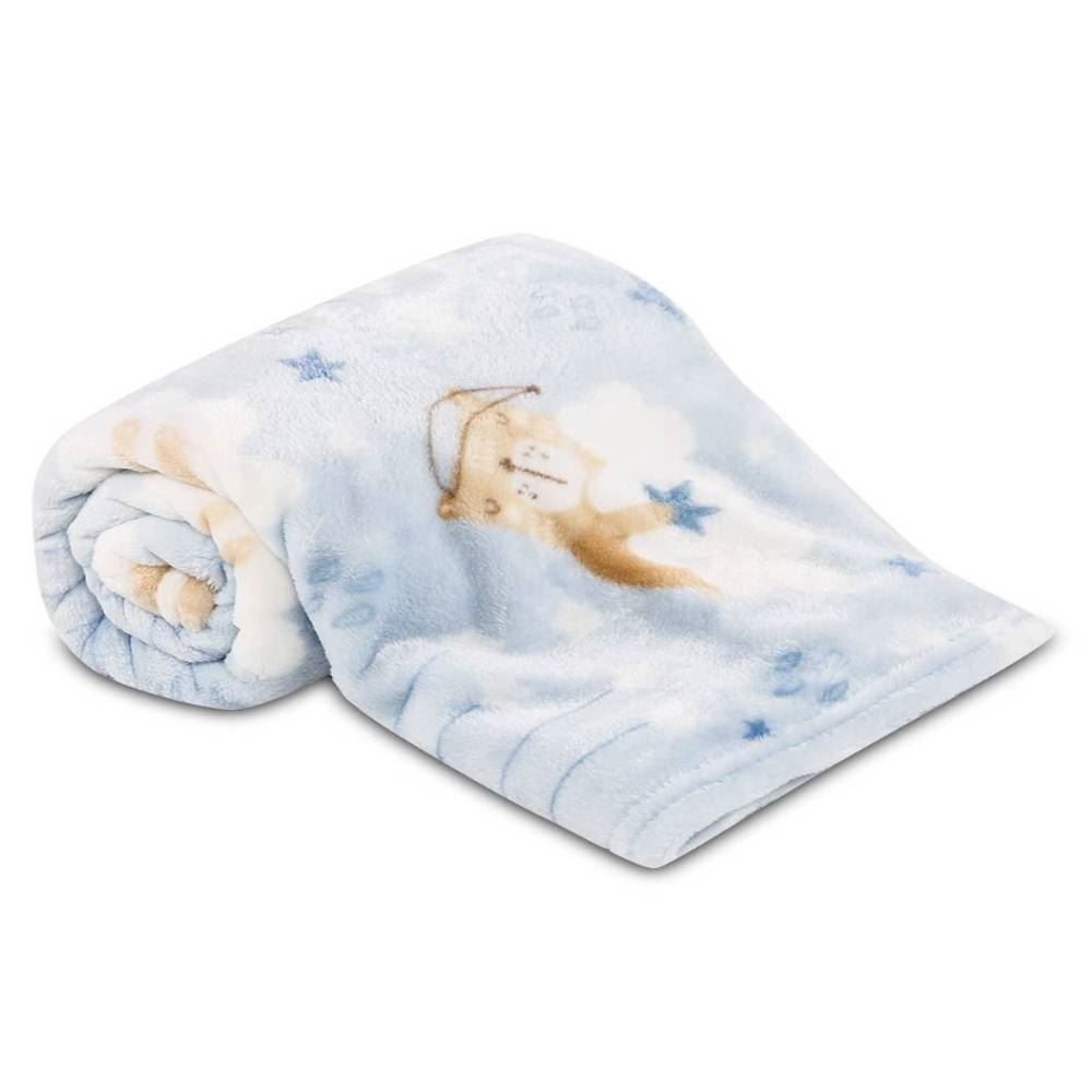 Cobertor Para Bebê Flannel Baby Camesa - Soneca Azul