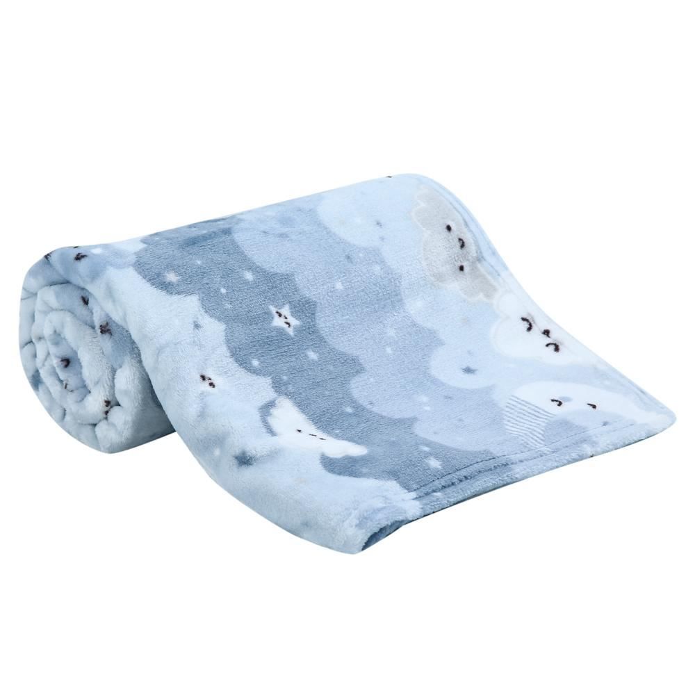 Cobertor Para Bebê Flannel Baby Camesa - Azul Céu
