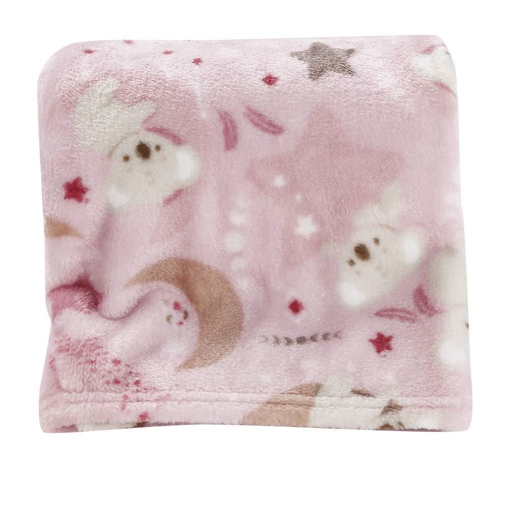 Cobertor Para Bebê Flannel Baby Camesa - Coala Rosa