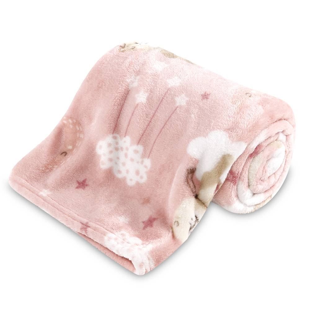 Cobertor Para Bebê Flannel Baby Camesa - Soneca Rosa