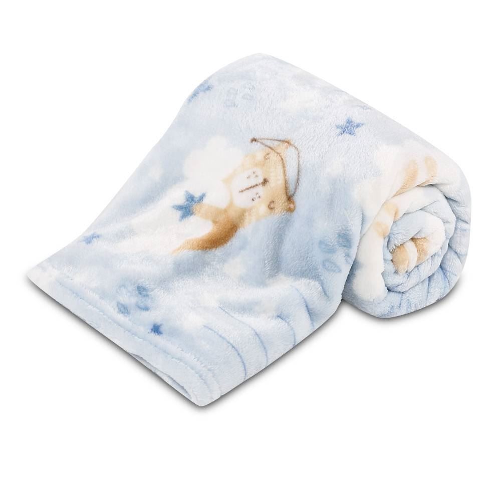 Cobertor Para Bebê Flannel Baby Camesa - Soneca Azul