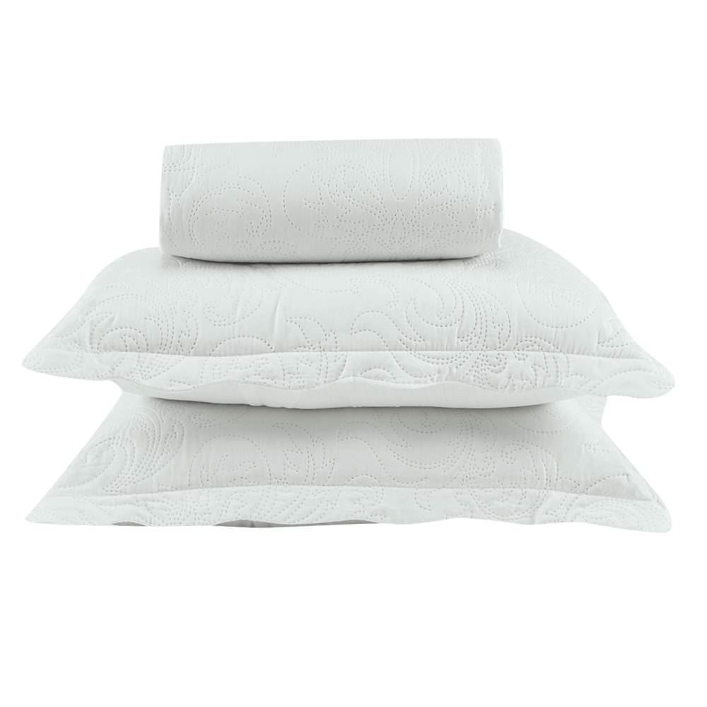 Kit Colcha King 100% Poliéster Lisa Rozac 3 Pçs - Branco