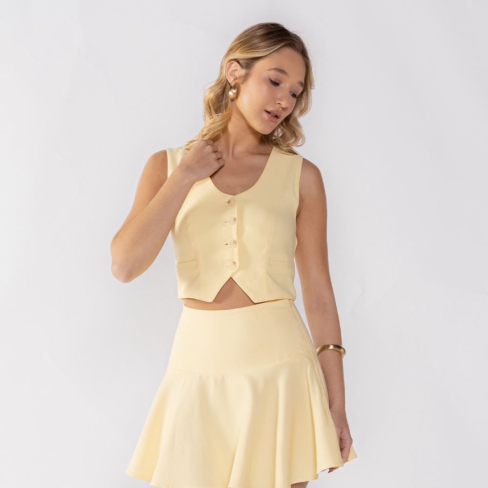 Colete Feminino Cropped De Alfaitaria Boby Blues