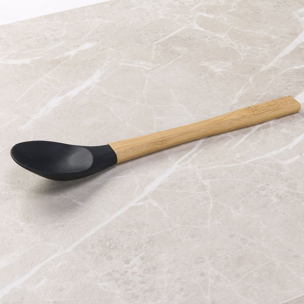 Colher De Silicone Com Cabo De Bambu Havan Casa - Preto