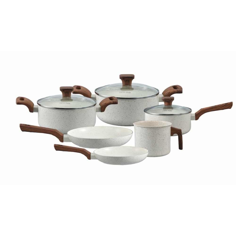 Conjunto De 6 Panelas Pratic Cook Marmol Mimo Style - Baunilha