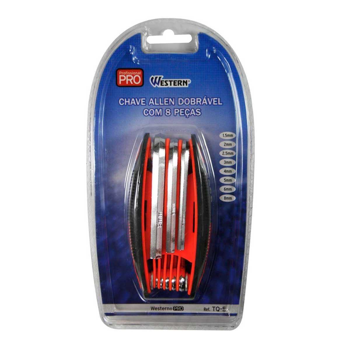 Conjunto de Chave Alen Dobrável com 8 Peças Western TQ-5 - DIVERSOS