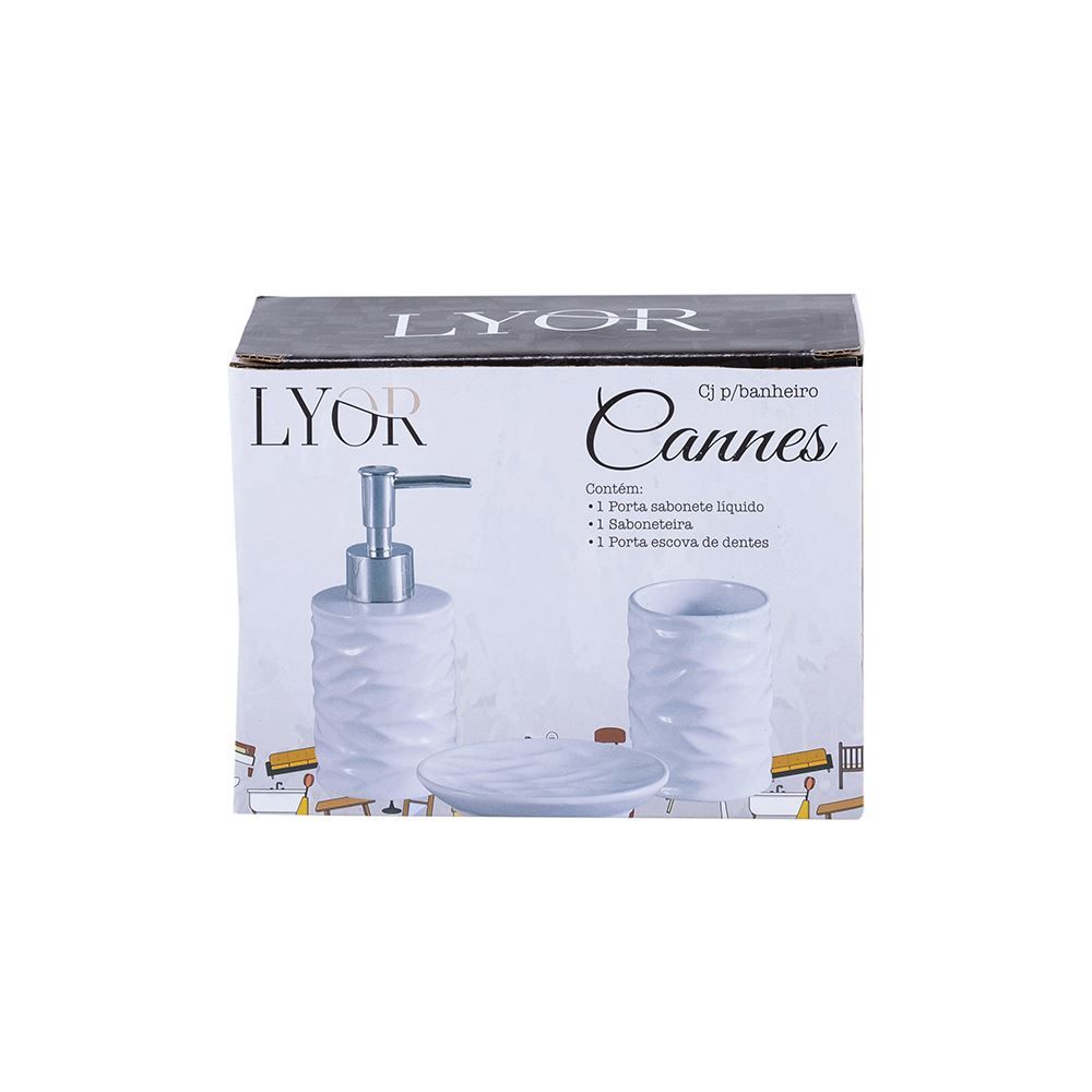 Conjunto Para Banheiro Branco 3 Peças Lyor - Cannes