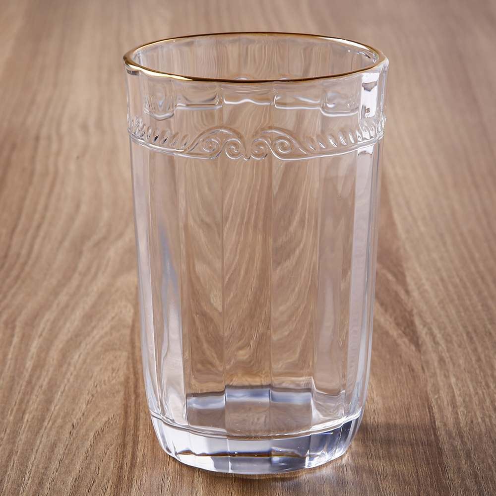 Copo Alto Cristal Com Filete Dourado Imperial Lyor 370Ml - Transparente