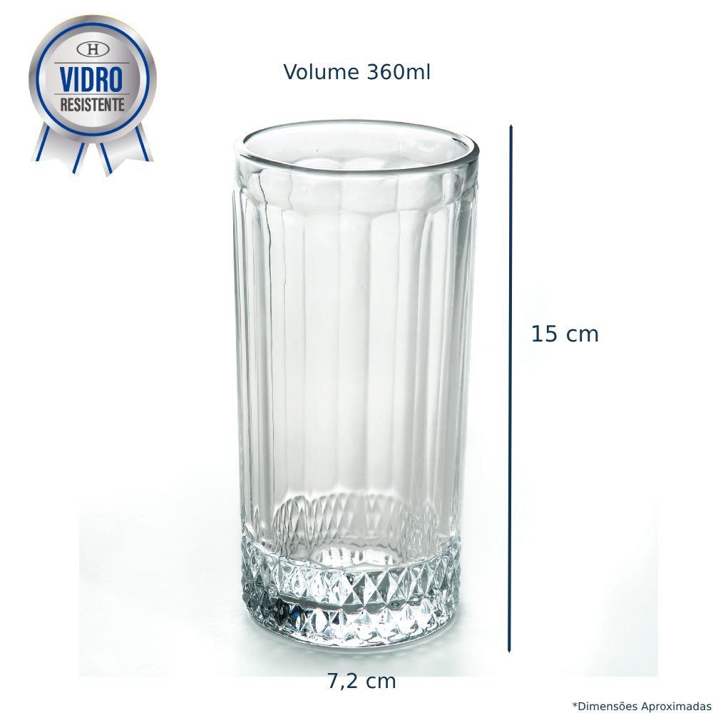 Copo Alto De Vidro Splendor L'hermitage - 360ml