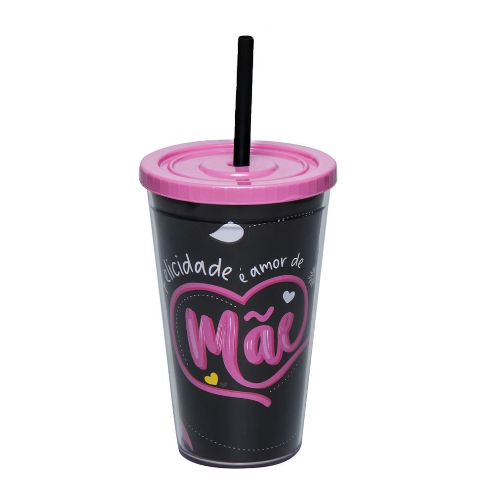 Copo Com Canudo Lumni 500Ml - Dia das Mães