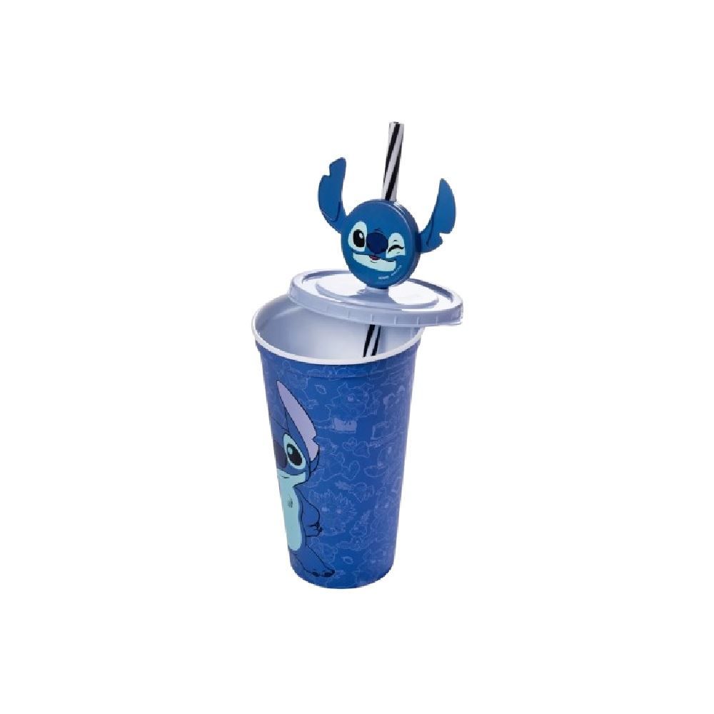 Copo Com Canudo E Pin Stitch Plasútil - 500Ml