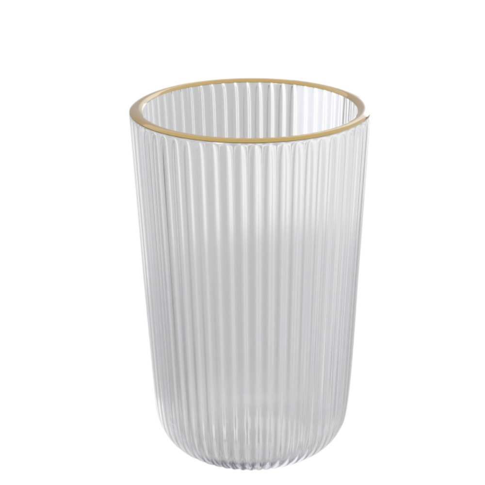 Copo De Vidro Filete Dourado Lines Wolff 450Ml - Transparente