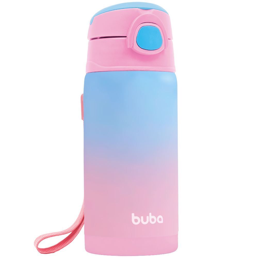 Copo Térmico 400Ml Parede Dupla Com Canudo Degrade Buba - Rosa