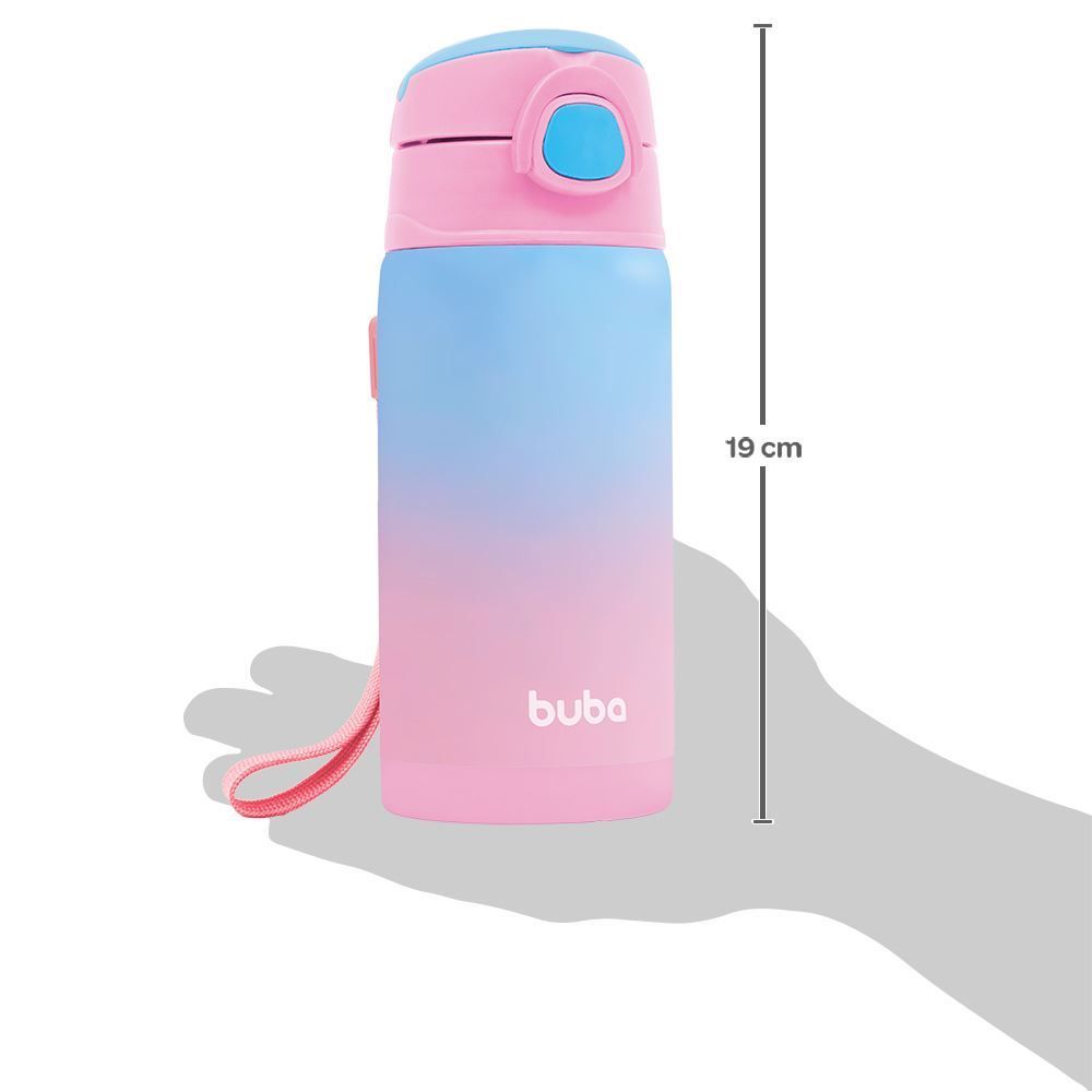 Copo Térmico 400Ml Parede Dupla Com Canudo Degrade Buba - Rosa