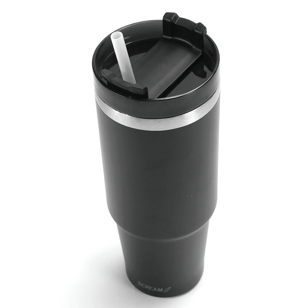 Copo Térmico Com Canudo Preto Scream Havan Casa - 900Ml