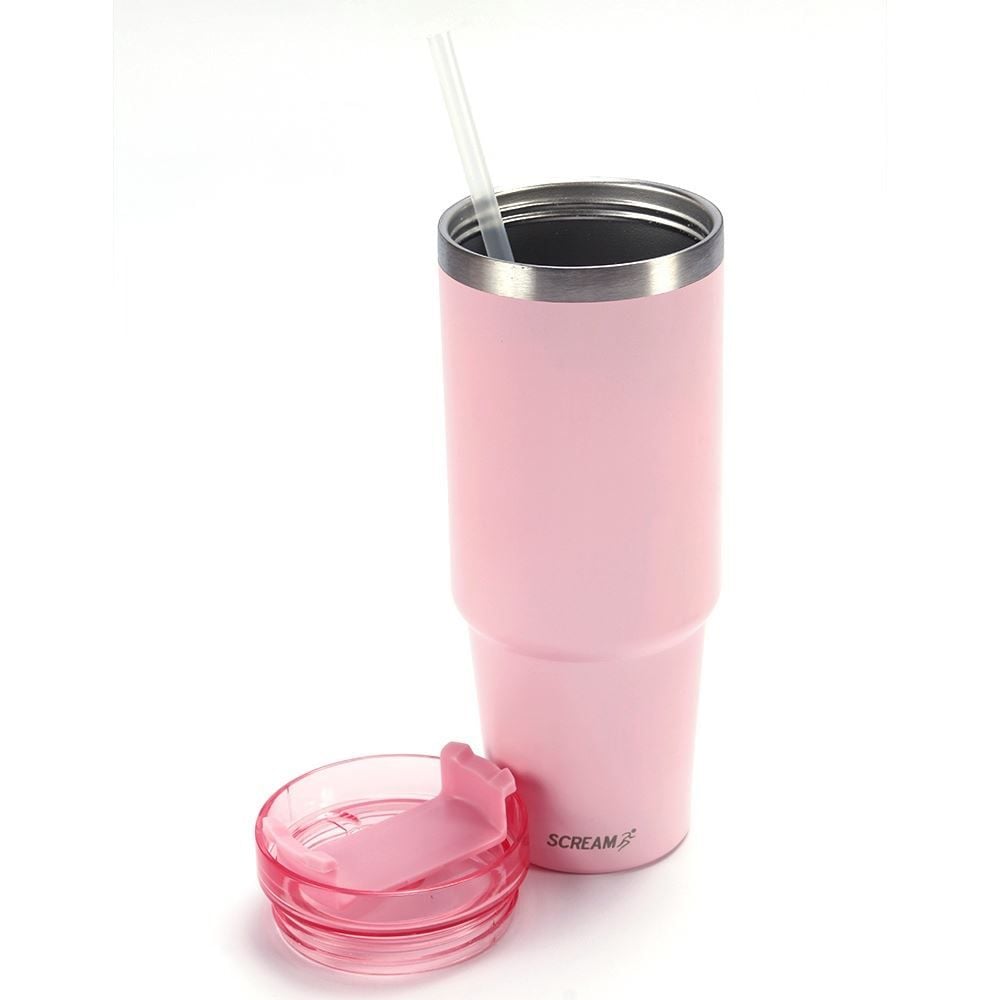 Copo Térmico Com Canudo Rosa Scream Havan Casa - 900Ml