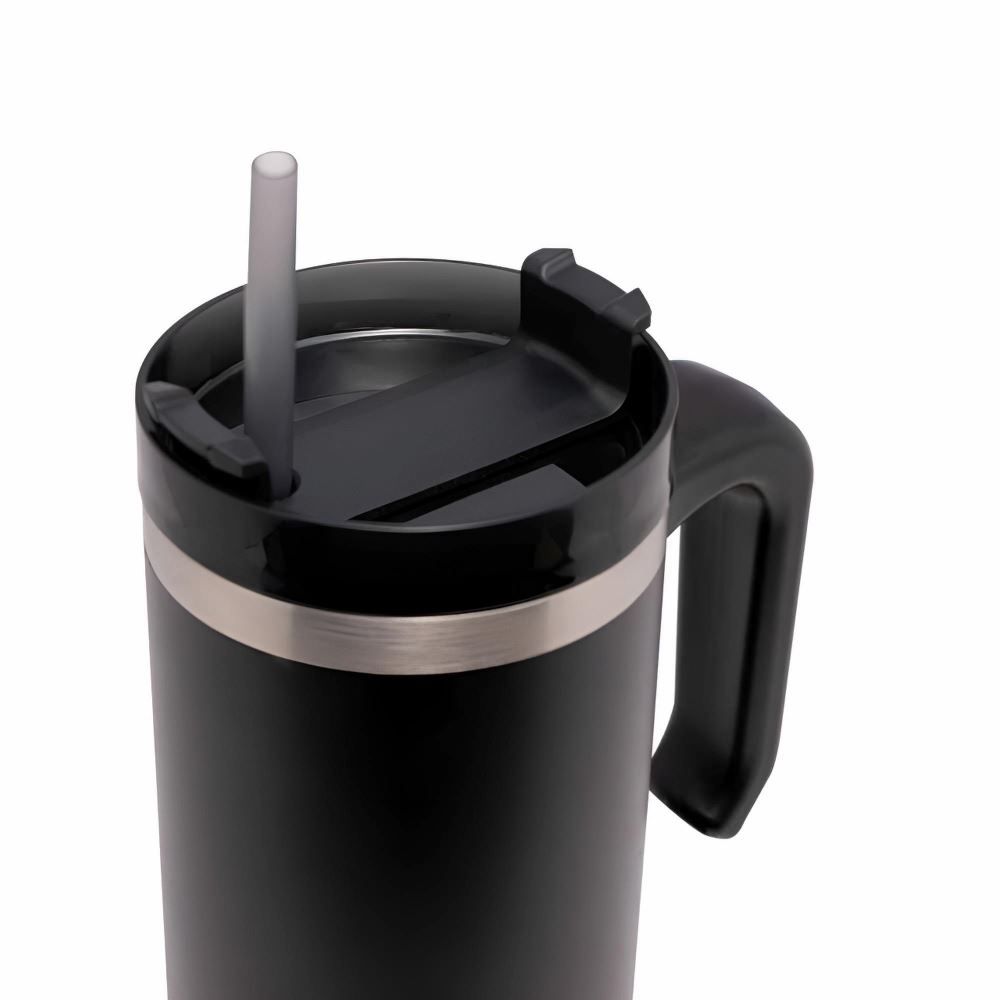 Copo Térmico Slim Com Canudo Wolff 890Ml - Preto