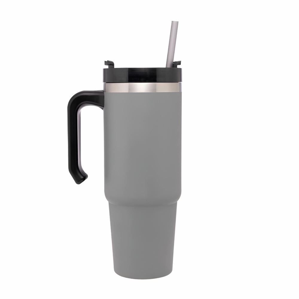 Copo Térmico Slim Com Canudo Wolff 890Ml - Cinza