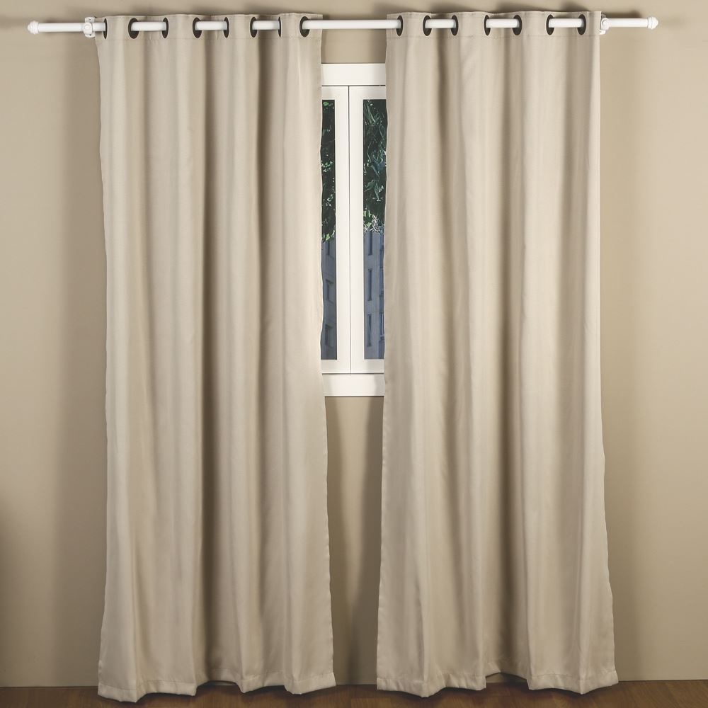 Cortina Para Quarto E Sala  2,60X2,30 M Corta Luz Tecido Brilho Liso - Marfim 