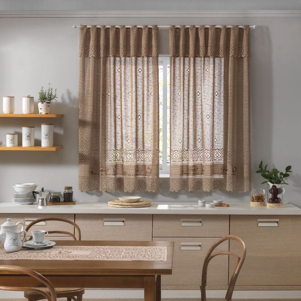 Cortina De Renda Para Cozinha Valencia 2,00X1,20M Havan  - Café Taupe
