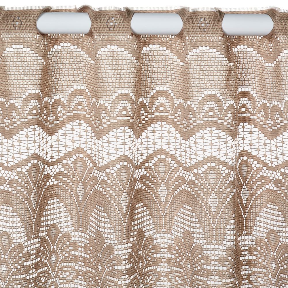 Cortina Em Renda 2,00X60cm Para Cozinha - Arabesco Taupe