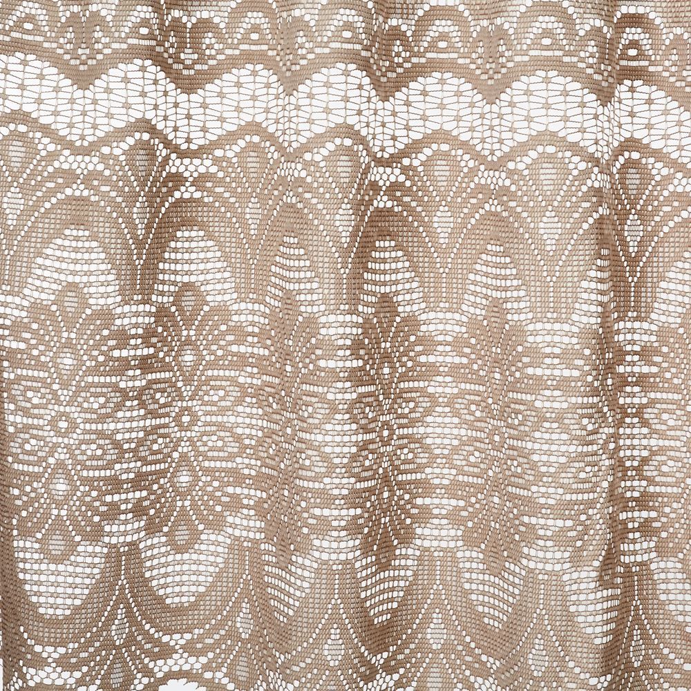 Cortina Em Renda 2,00X60cm Para Cozinha - Arabesco Taupe