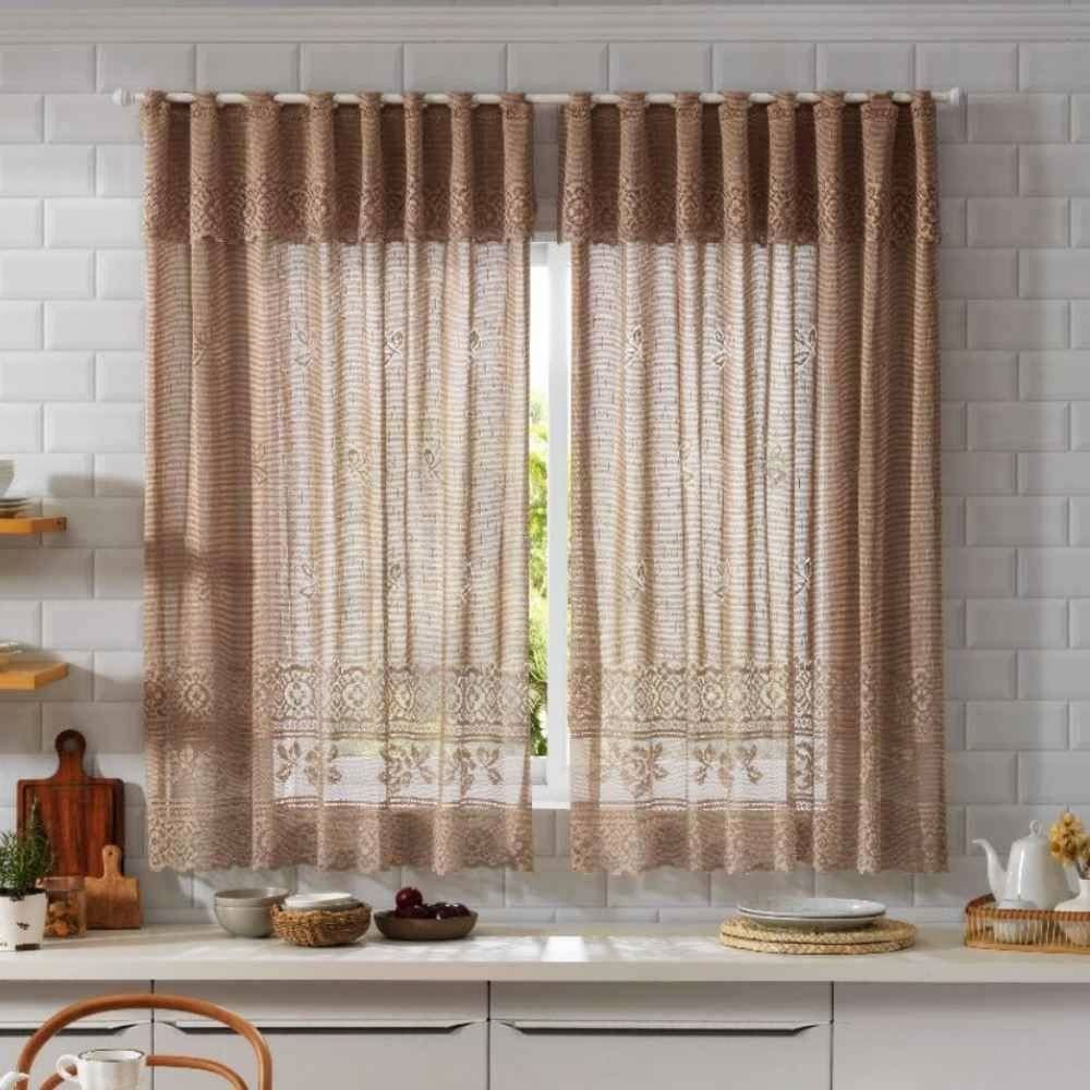 Cortina Para Cozinha 2,00X1,50 M Valencia Lisa Havan Casa - Marrom