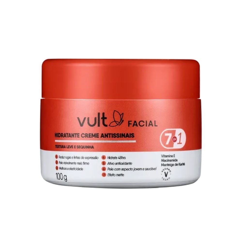 Creme Hidratante Facial Noturno 7 Em 1 Vult 100G  - Care Antissinais