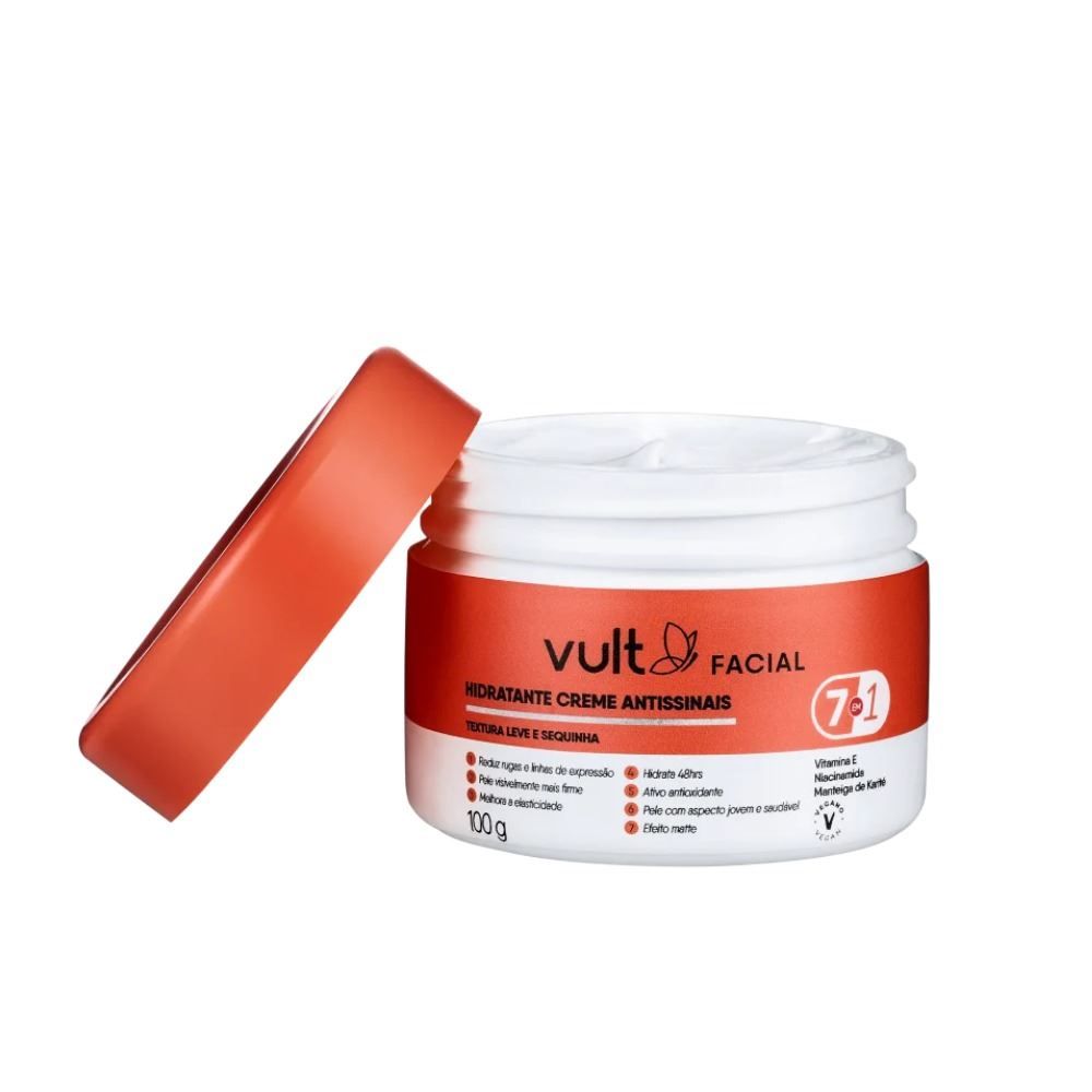 Creme Hidratante Facial Noturno 7 Em 1 Vult 100G  - Care Antissinais