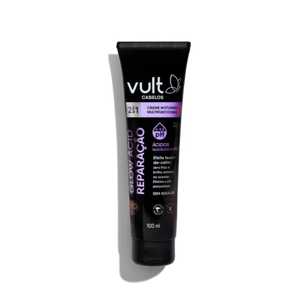 Creme Noturno 2 Em 1 Glow Acidificante Cabelos Vult - 100ml