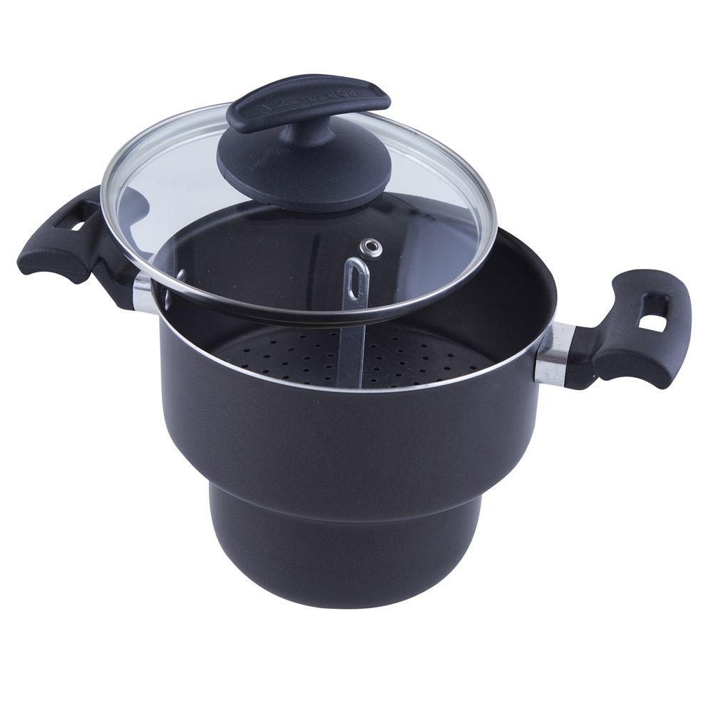 Cuscuzeira Com Tampa Em Vidro Fortaleza 16Cm - Preto