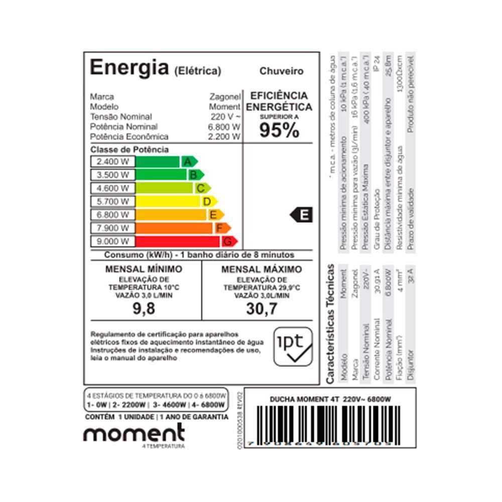 Ducha Chuveiro Multitemperatura Moment Zagonel