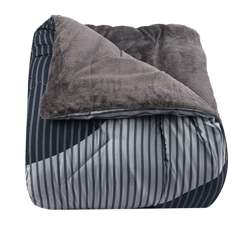 Edredom Casal Dupla Face Plush Versátile Havan Casa - Geométrico Azul