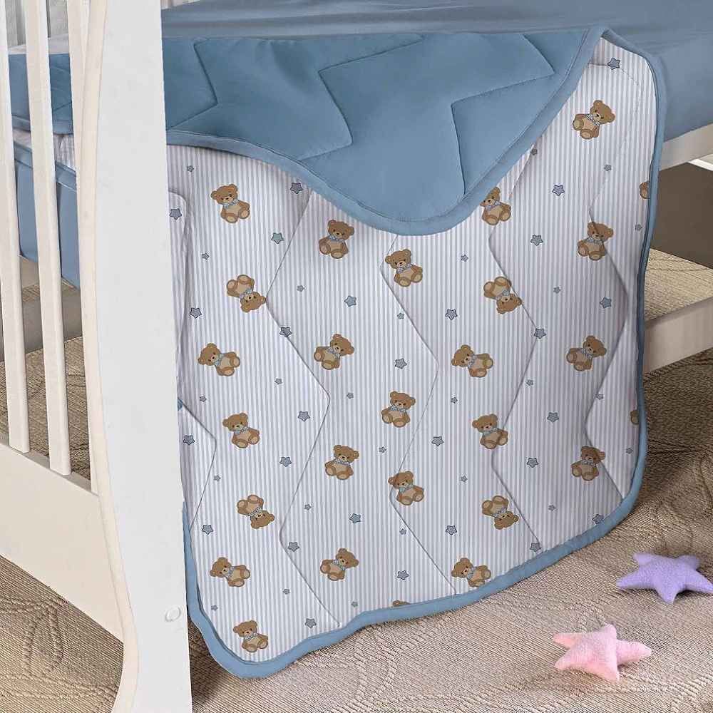 Edredom para Berço Malha 100% Algodão Havan Baby - Urso Azul