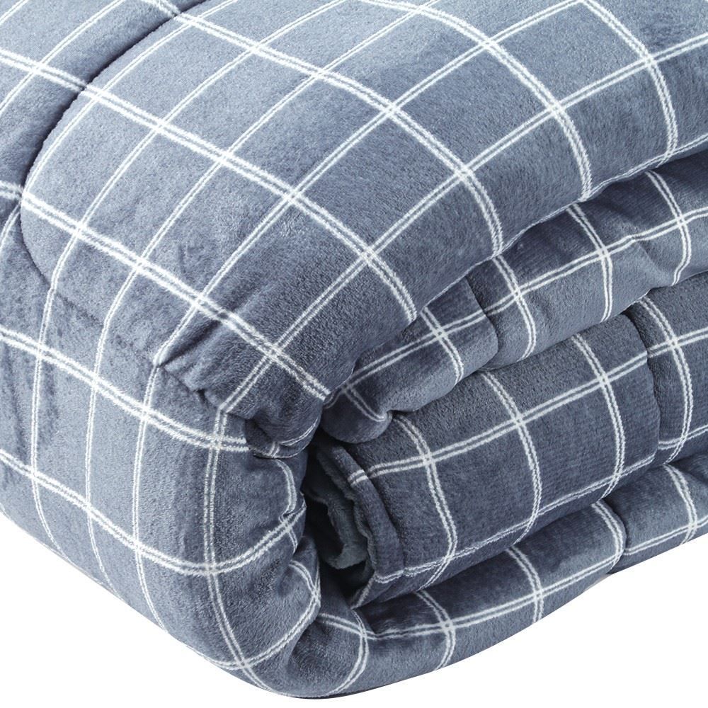 Edredom Queen 100% Poliéster Provence Plush Havan Casa - Grid Verde Azul