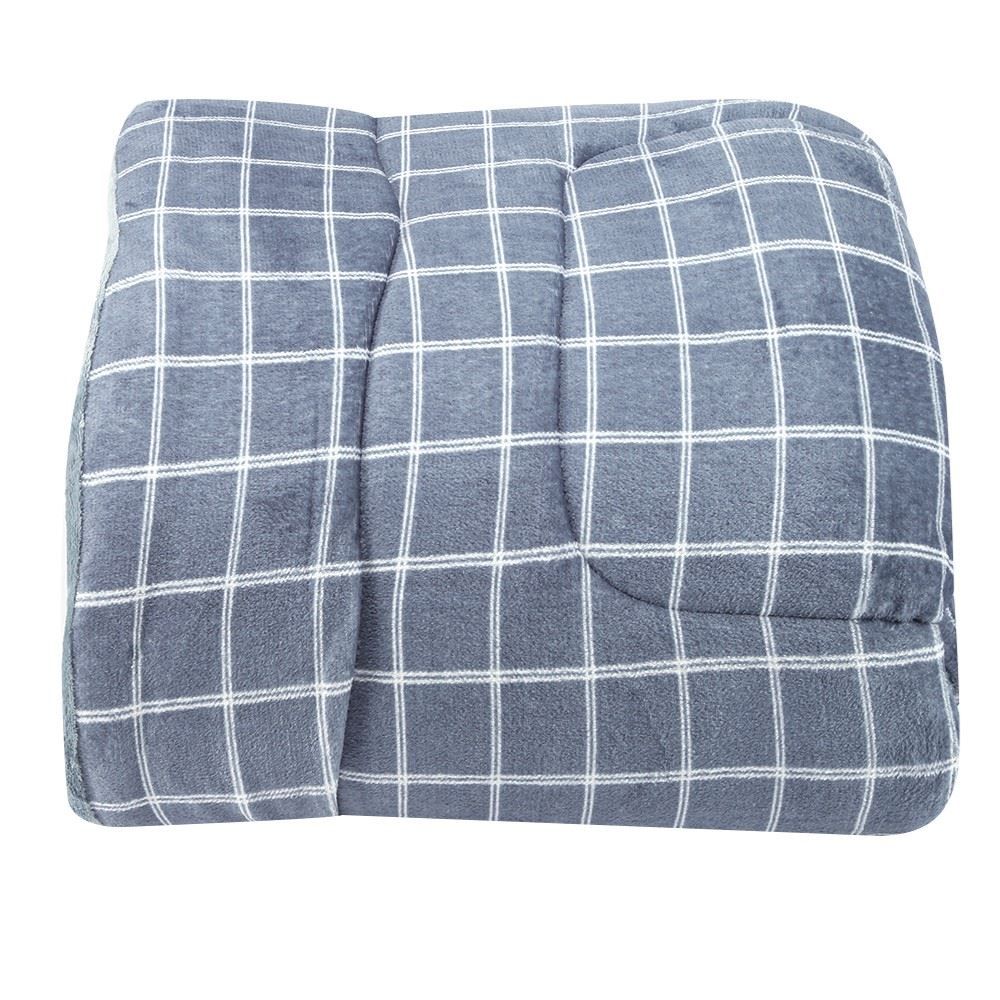 Edredom Queen 100% Poliéster Provence Plush Havan Casa - Grid Verde Azul