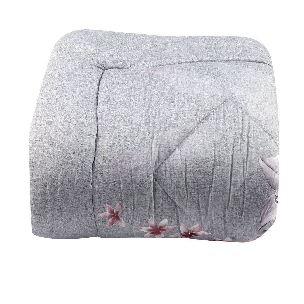 Edredom Queen Dupla Face Plush Versátile Havan Casa - Floral Cinza