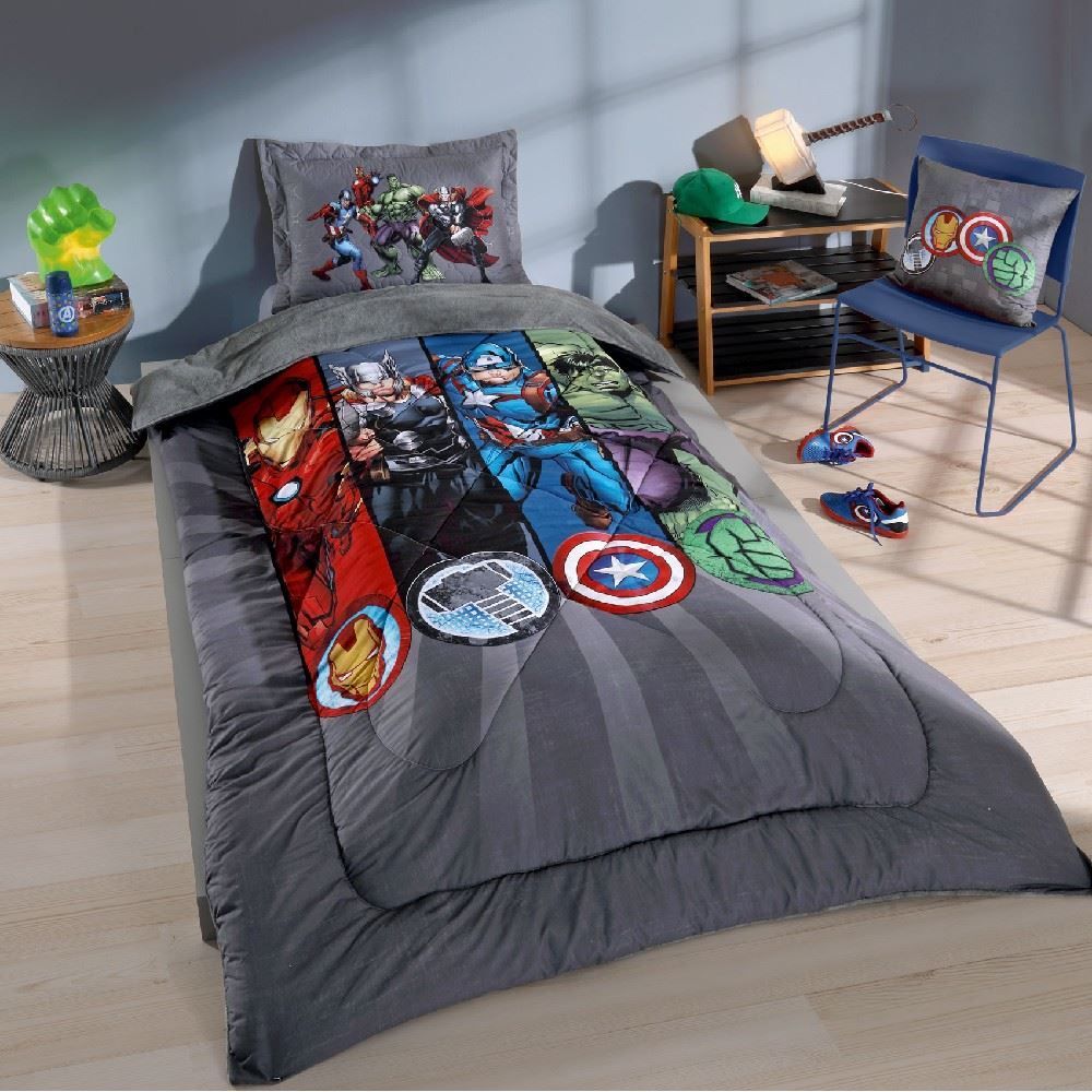 Edredom Solteiro Disney 100% Poliéster Plush Hedrons - Vingadores Retorno