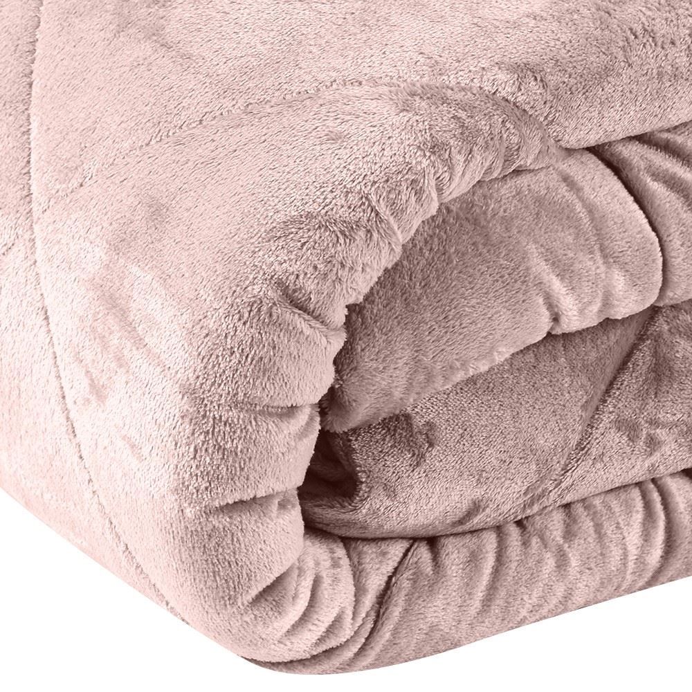 Edredom Solteiro Plush Inove Provence Havan Casa - Rosa Tule