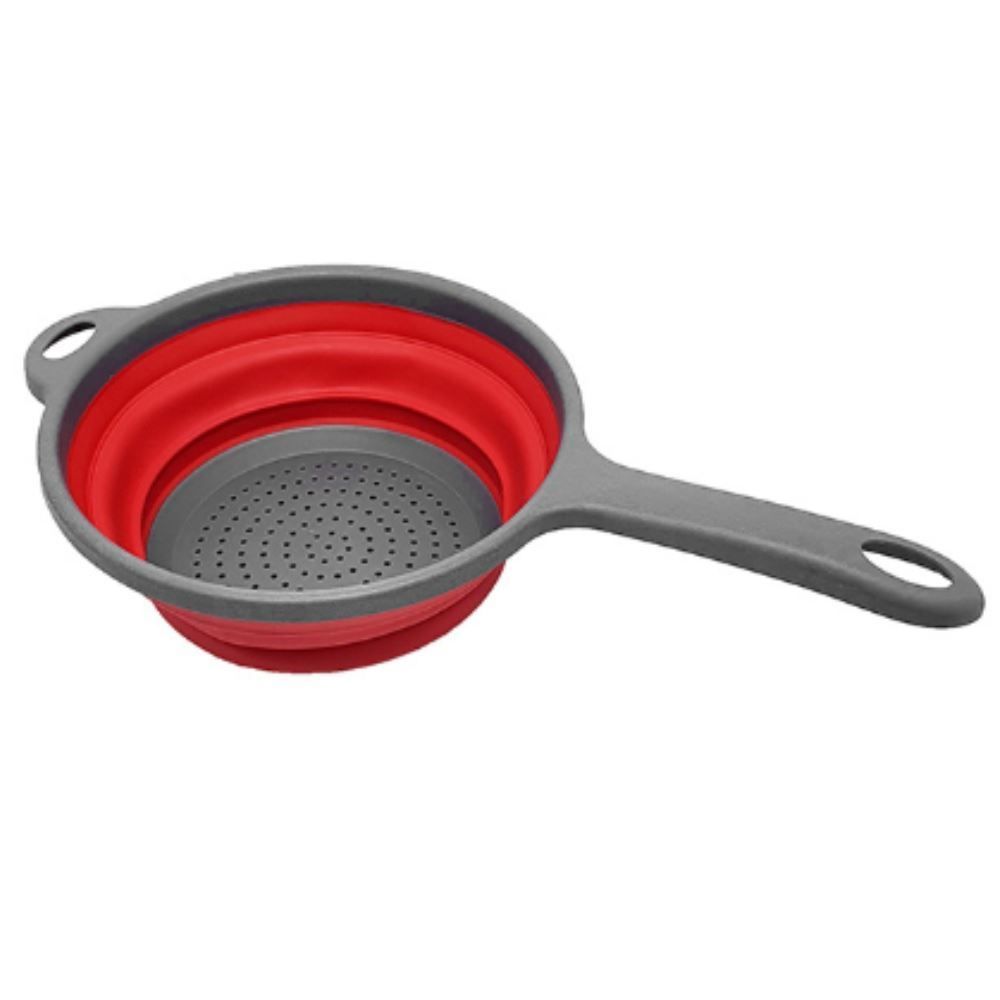 Escorredor De Massas Retrátil Com Cabo Hauskraft 42,7Cm - Cinza e Vermelho