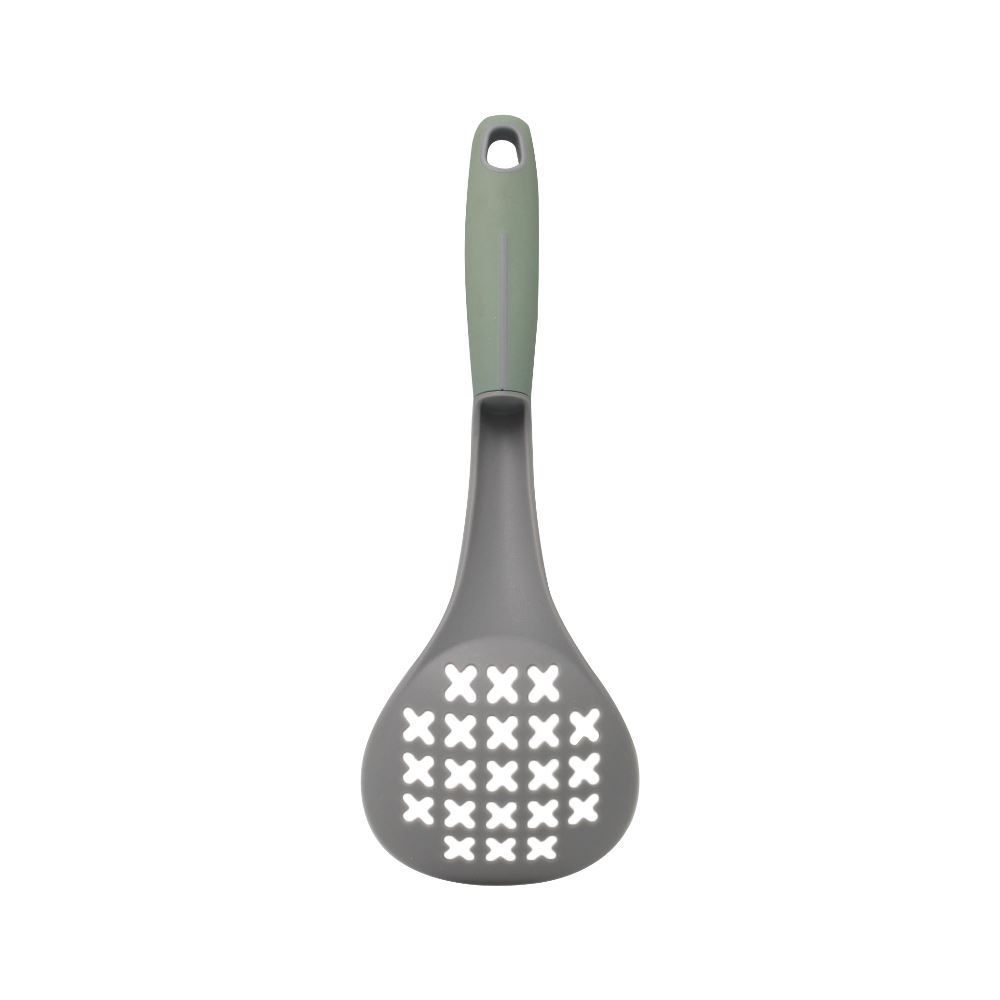 Escumadeira De Nylon Com Cabo Em Borracha Havan Casa 31 Cm - Cinza e Verde