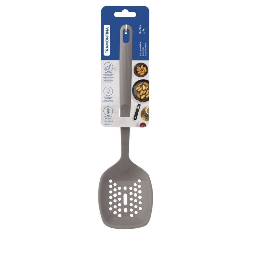 Escumadeira Tramontina Softta Em Silicone - Cinza