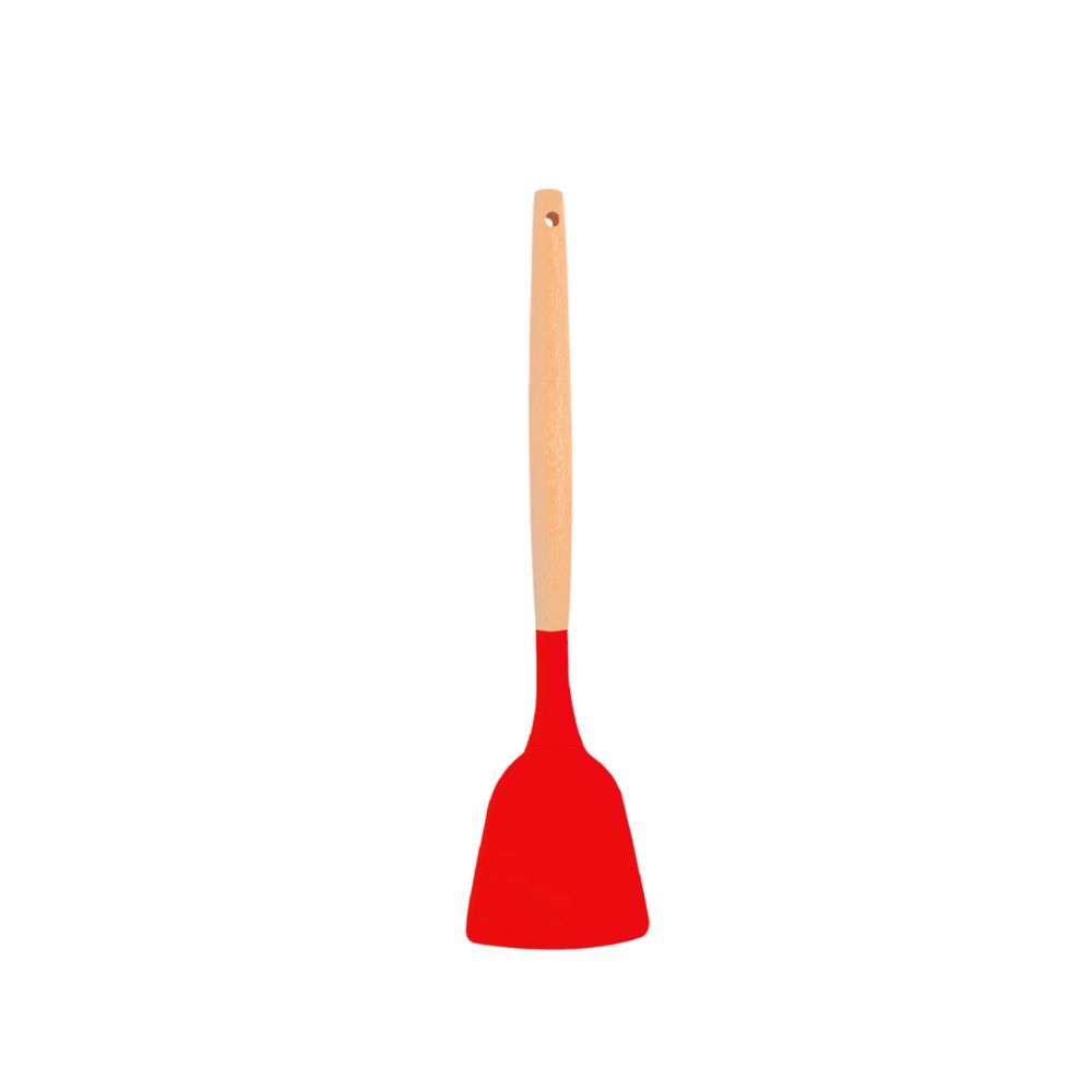 Espatula Lisa De Silicone Com Cabo De Madeira Inga 31,7Cm - Vermelho