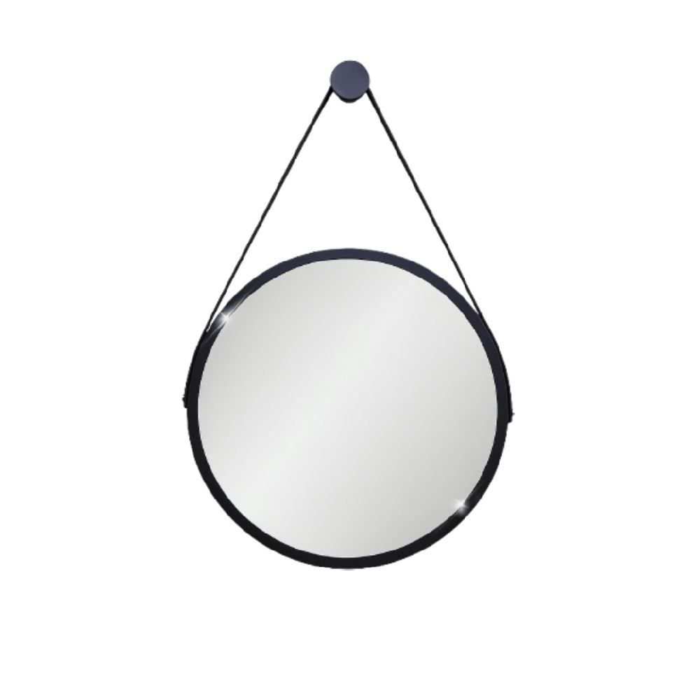 Espelho Redondo Com Alça Adnet Reduna 40 Cm - Preto 