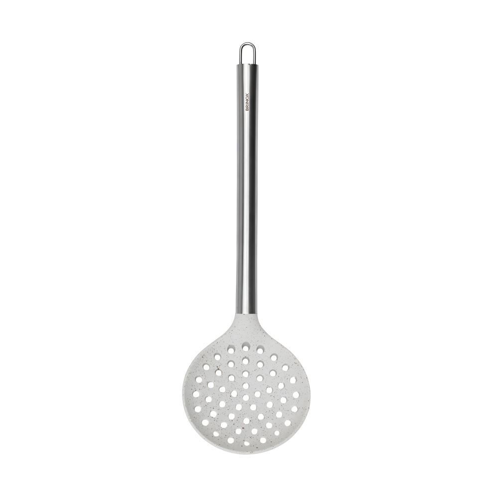 Espumadeira Em Silicone Cabo Em Inox Brinox 34,5 Cm - Vanilla
