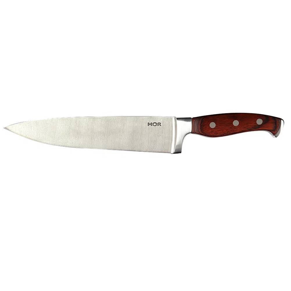 Faca 8" Mor Aço Inoxidável E Cabo Em Madeira Steel - 003941