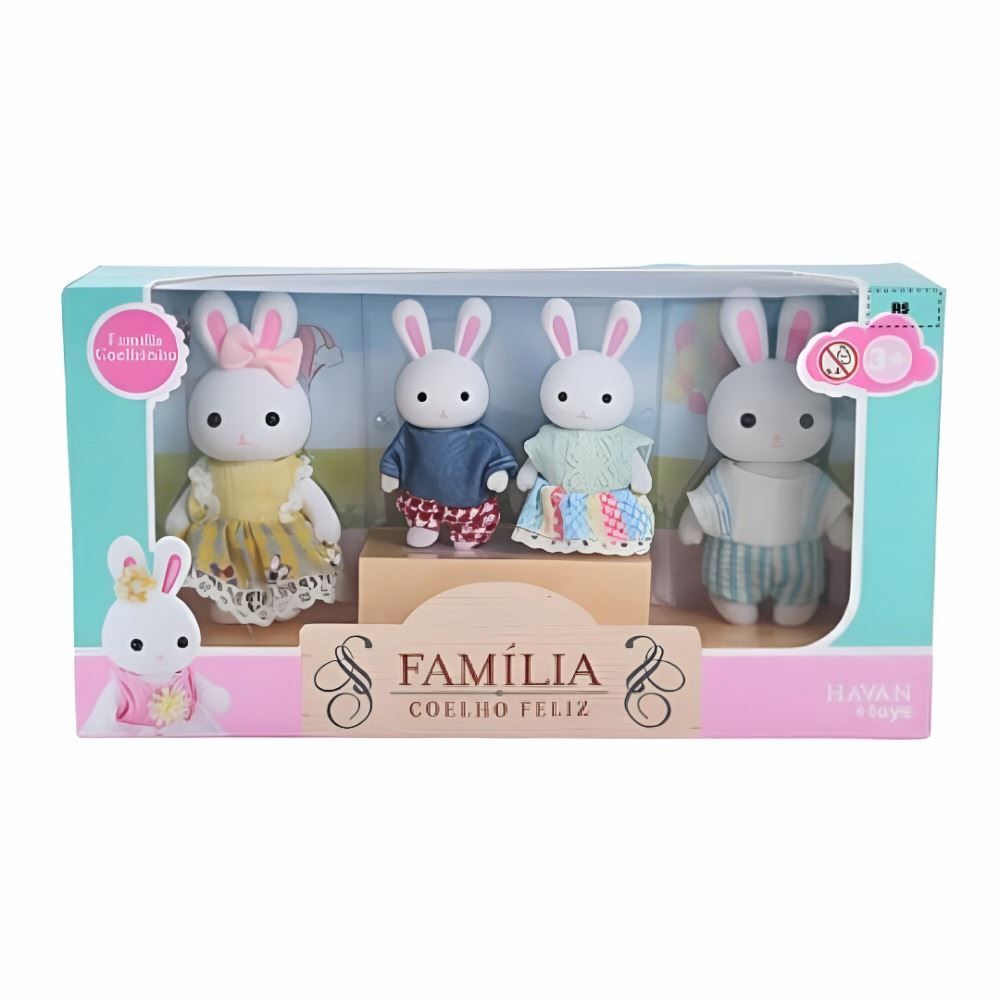 Família Coelho 3 Bonecos Havan Toys - HBR0888