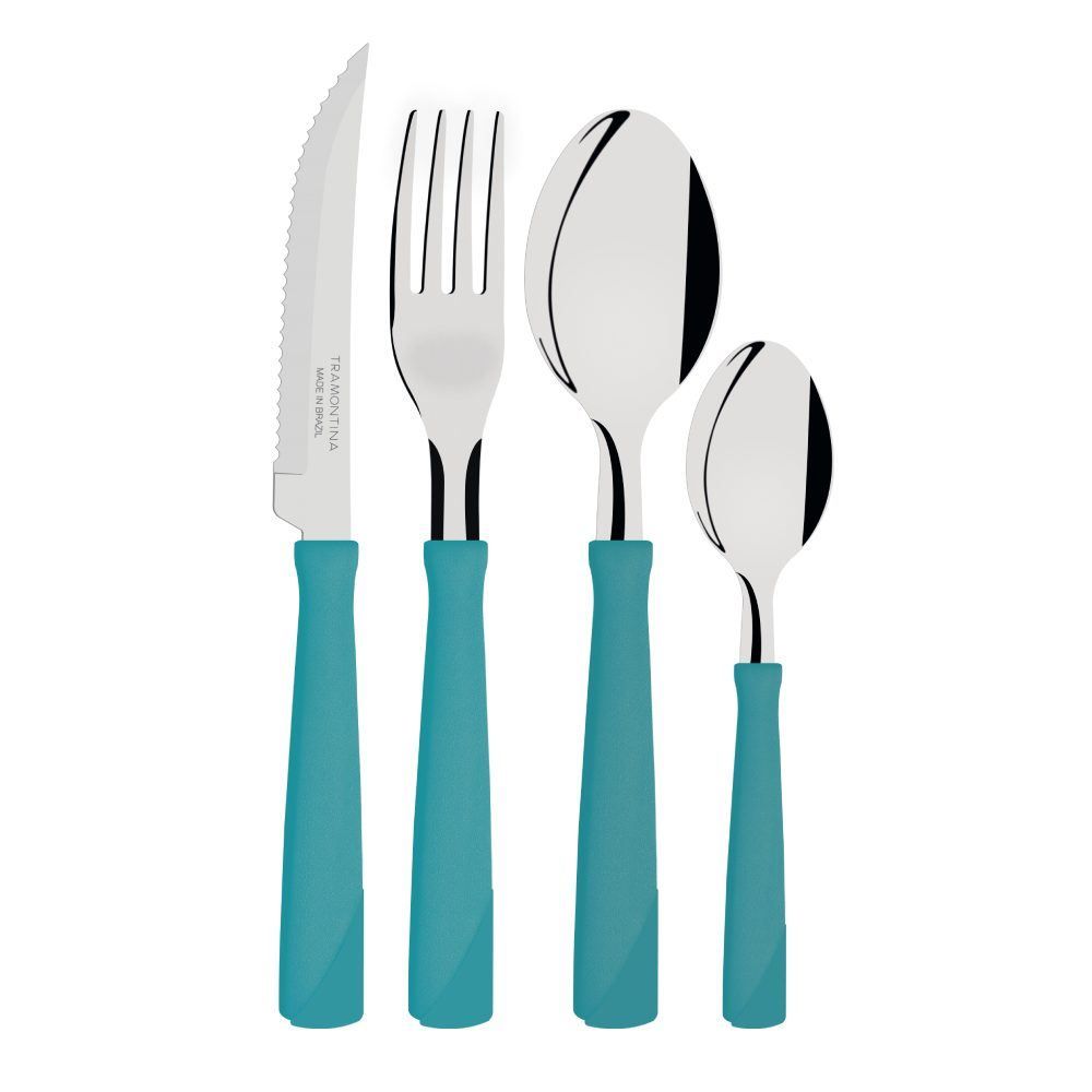 Faqueiro Tramontina New Kolor Aço Inox 24 Peças - Turquesa