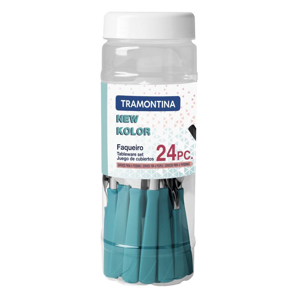 Faqueiro Tramontina New Kolor Aço Inox 24 Peças - Turquesa