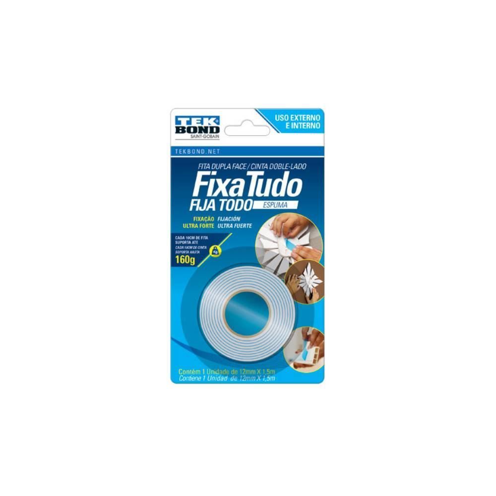 Fita Duplace Tekbond Fixa Tudo Espuma 12Mmx1,5M - Branco